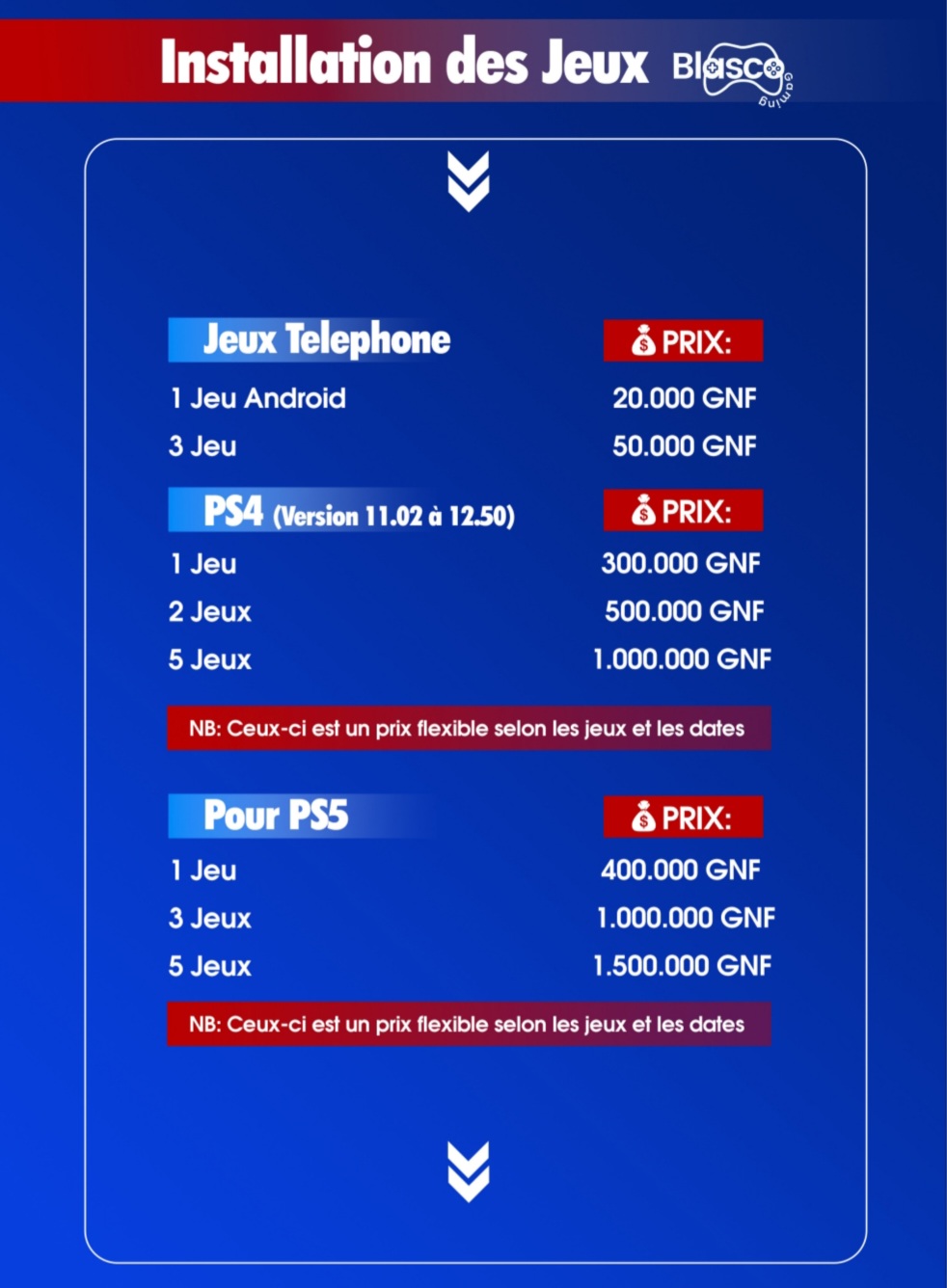 Service d'installation de jeux sur consoles